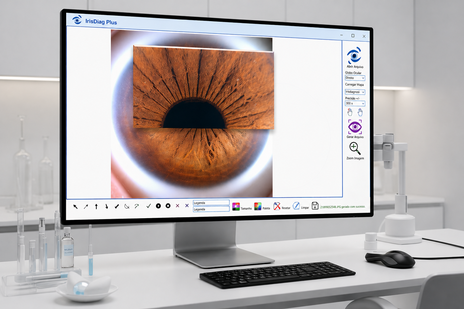 Software IrisDiag — Interface de análise iridológica no Windows
